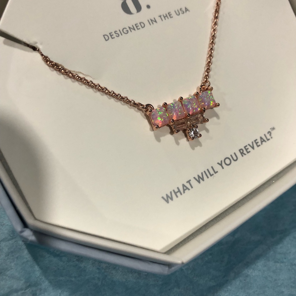 New Bp Rose Gold Opal Bar Necklace
